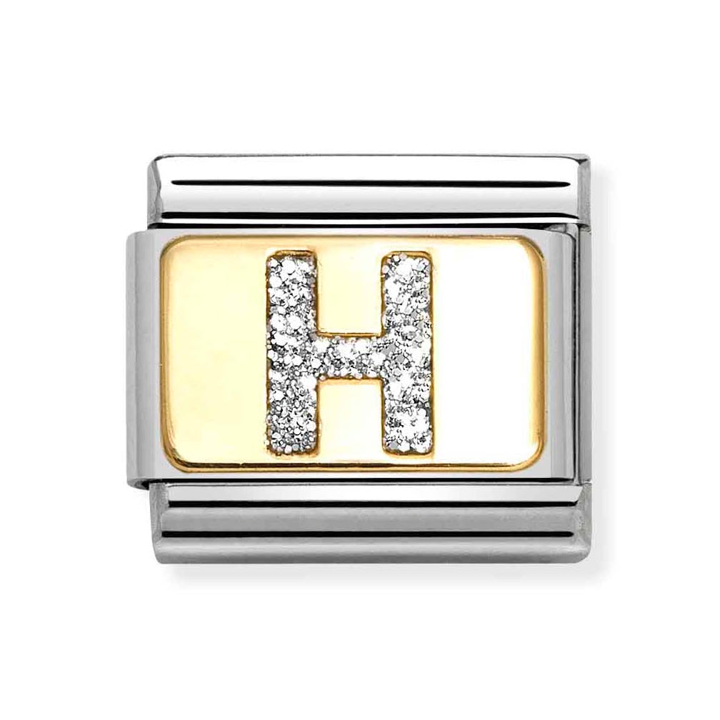 Classic Gold Silver Glitter H Charm