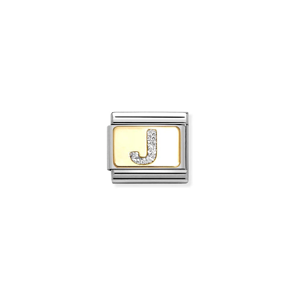 Classic Gold Silver Glitter j Charm