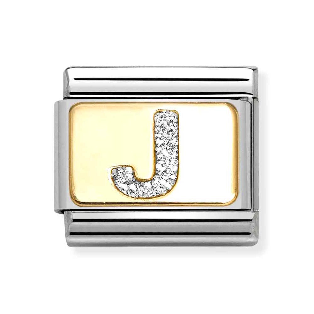 Classic Gold Silver Glitter j Charm