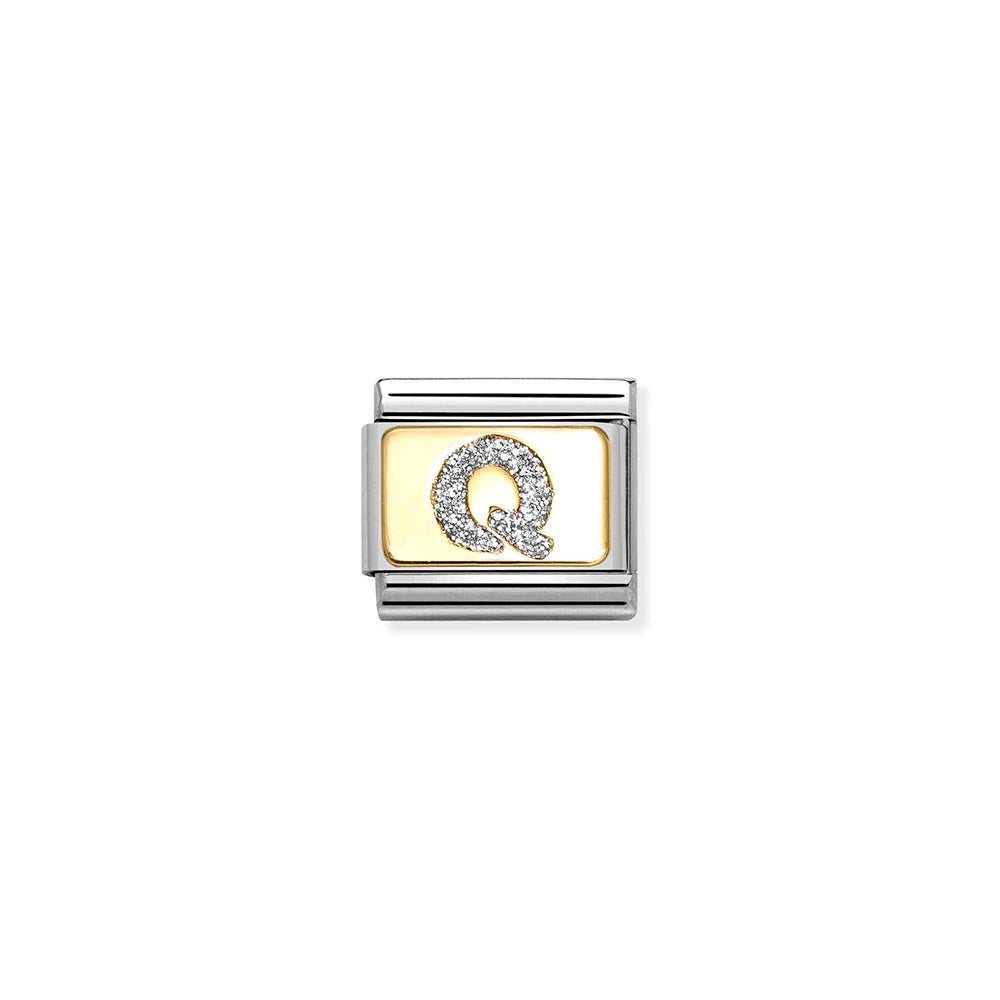Classic Gold Silver Glitter Q Charm