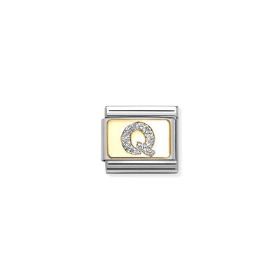 Classic Gold Silver Glitter Q Charm