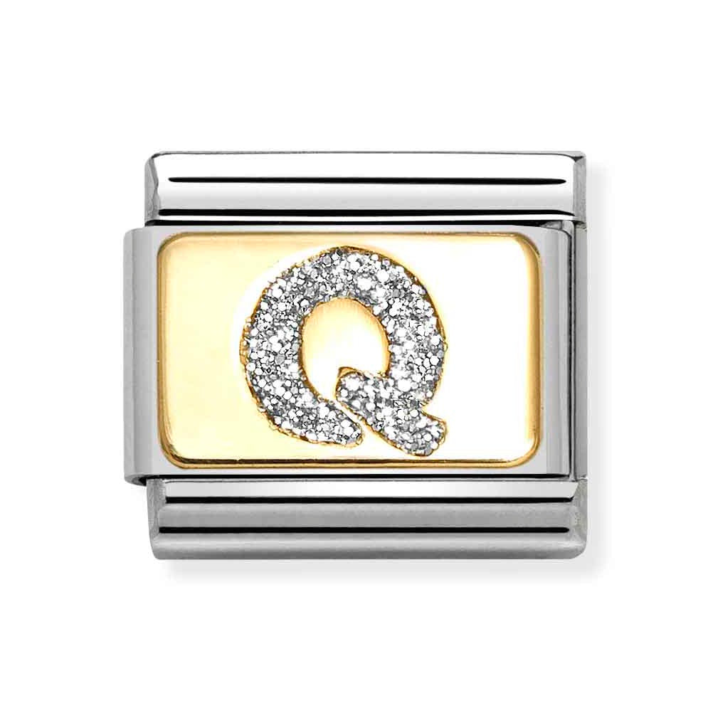 Classic Gold Silver Glitter Q Charm