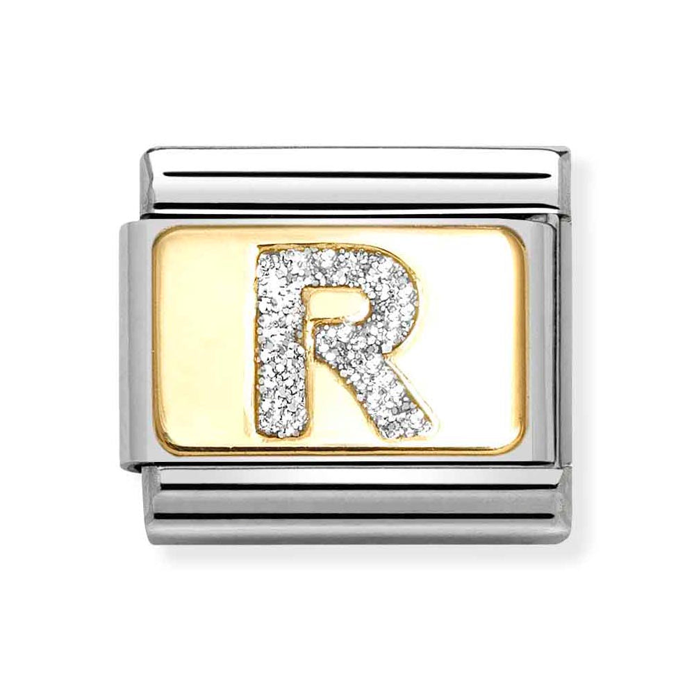 Classic Gold Silver Glitter R Charm