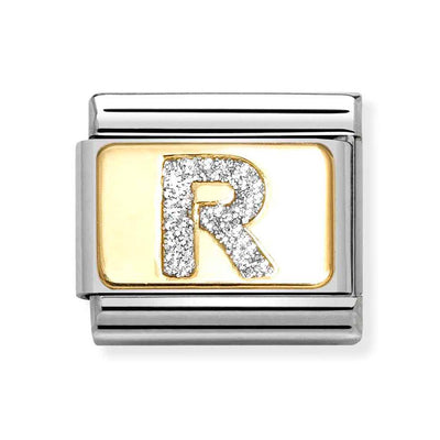 Classic Gold Silver Glitter R Charm