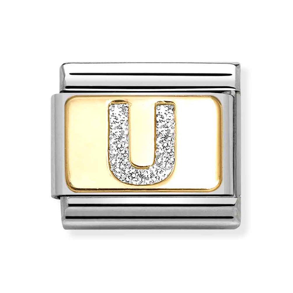 Classic Gold Silver Glitter U Charm