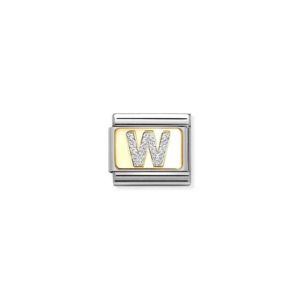 Classic Gold Silver Glitter W Charm