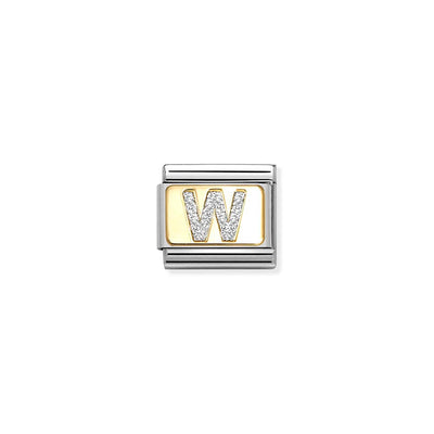 Classic Gold Silver Glitter W Charm