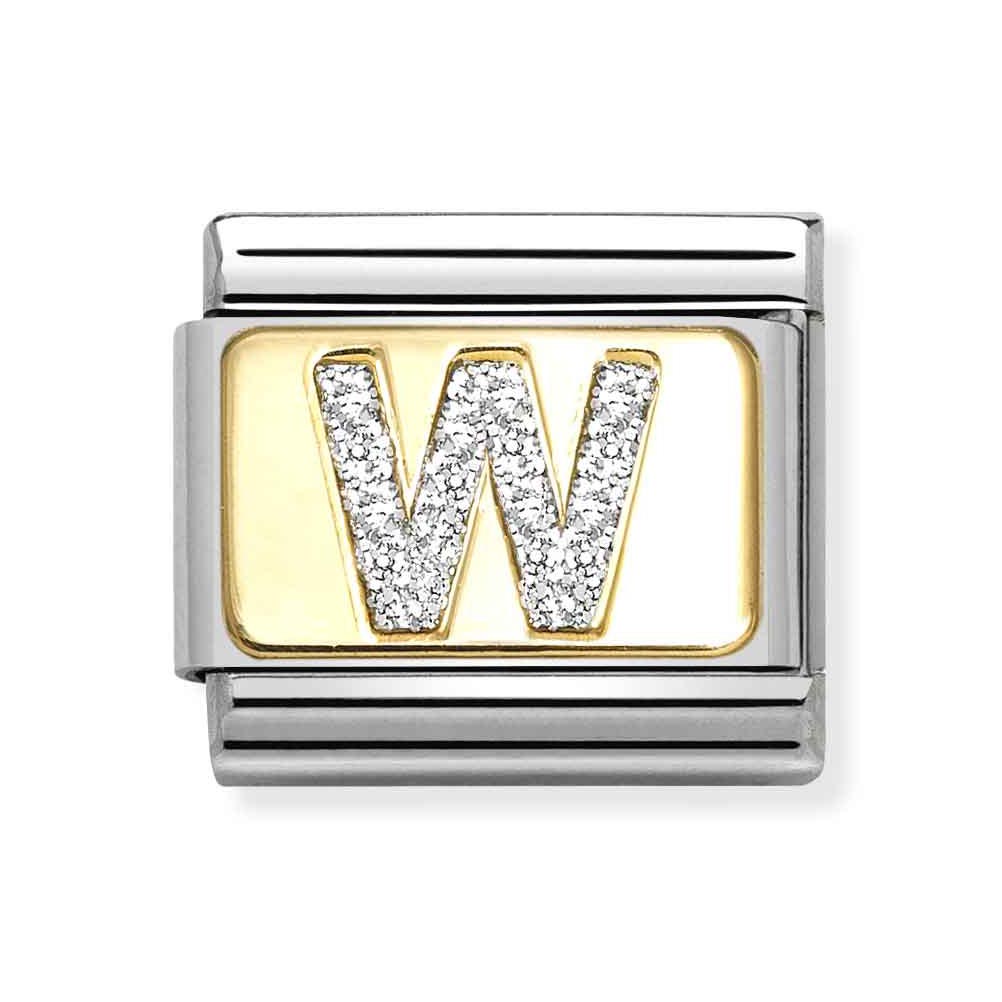 Classic Gold Silver Glitter W Charm