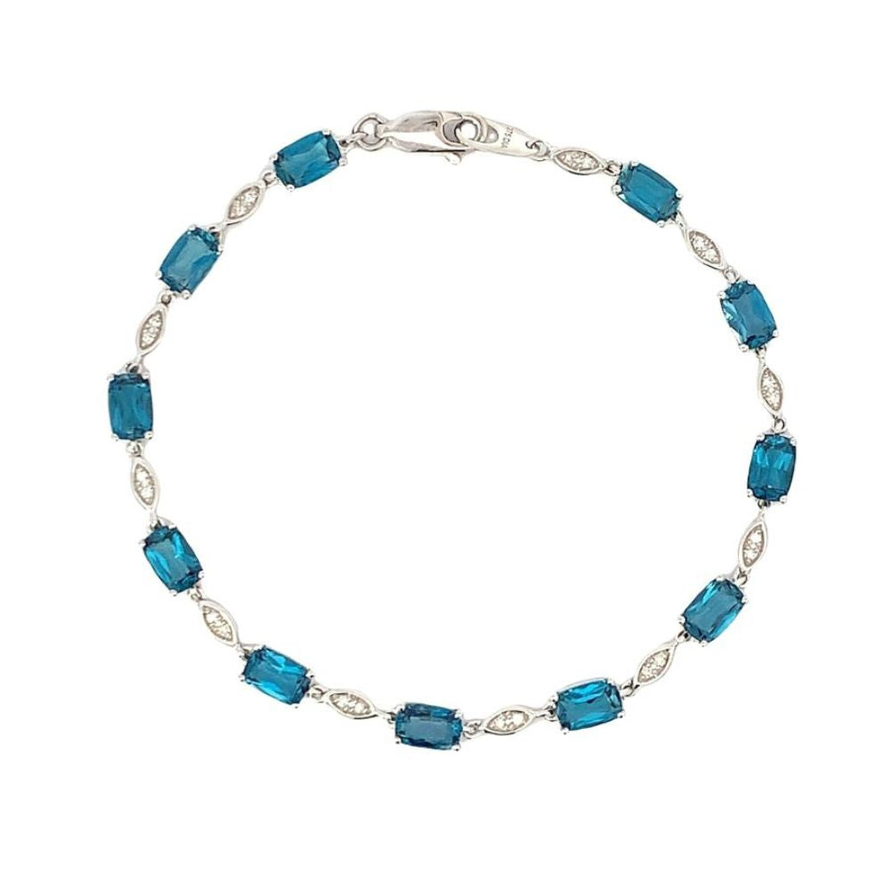 9ct White Gold London Blue Topaz Bracelet