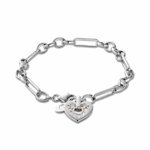 Cariad® Sterling Silver Sparkle Figaro Bracelet with Topaz