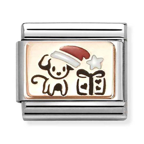 Nomination Rose Gold Puppy With Santa Hat Charm