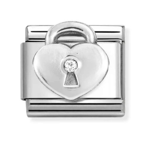 Silvershine cz padlock charm