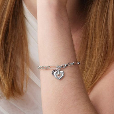 Cariad® Sterling Silver Sparkle Figaro Bracelet with Topaz