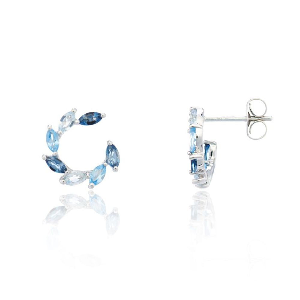 9ct White Gold London Blue Topaz Earrings
