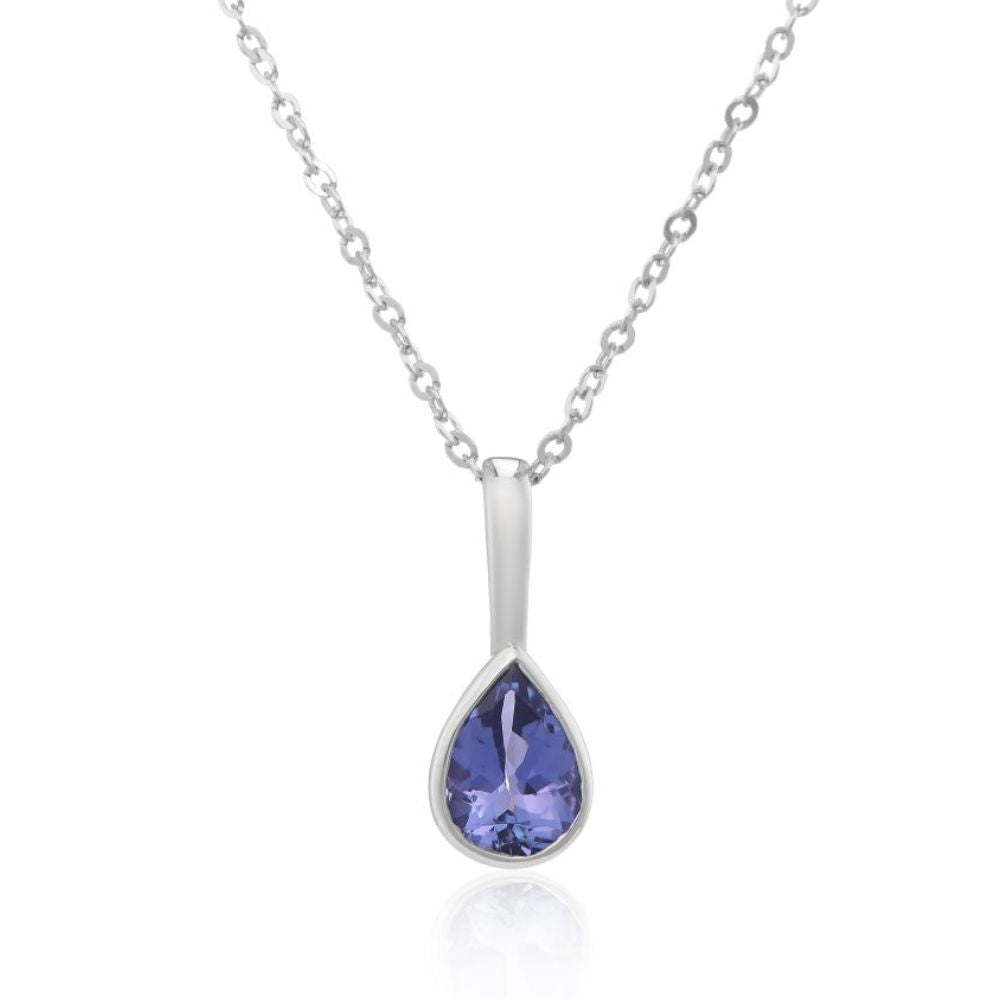 9ct White Gold Tanzanite Pendant Necklace