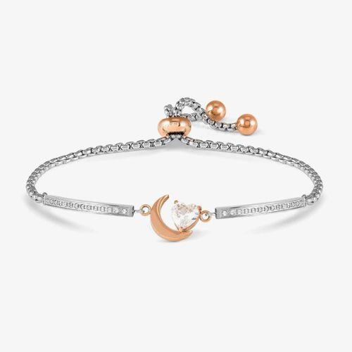 Rose Gold CZ Heart & Moon Milleluci Bracelet