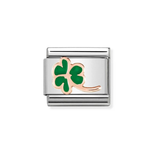 Rose Gold Green Clover Charm