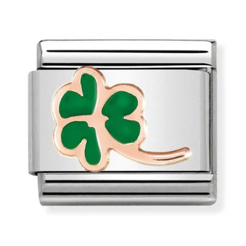Rose Gold Green Clover Charm