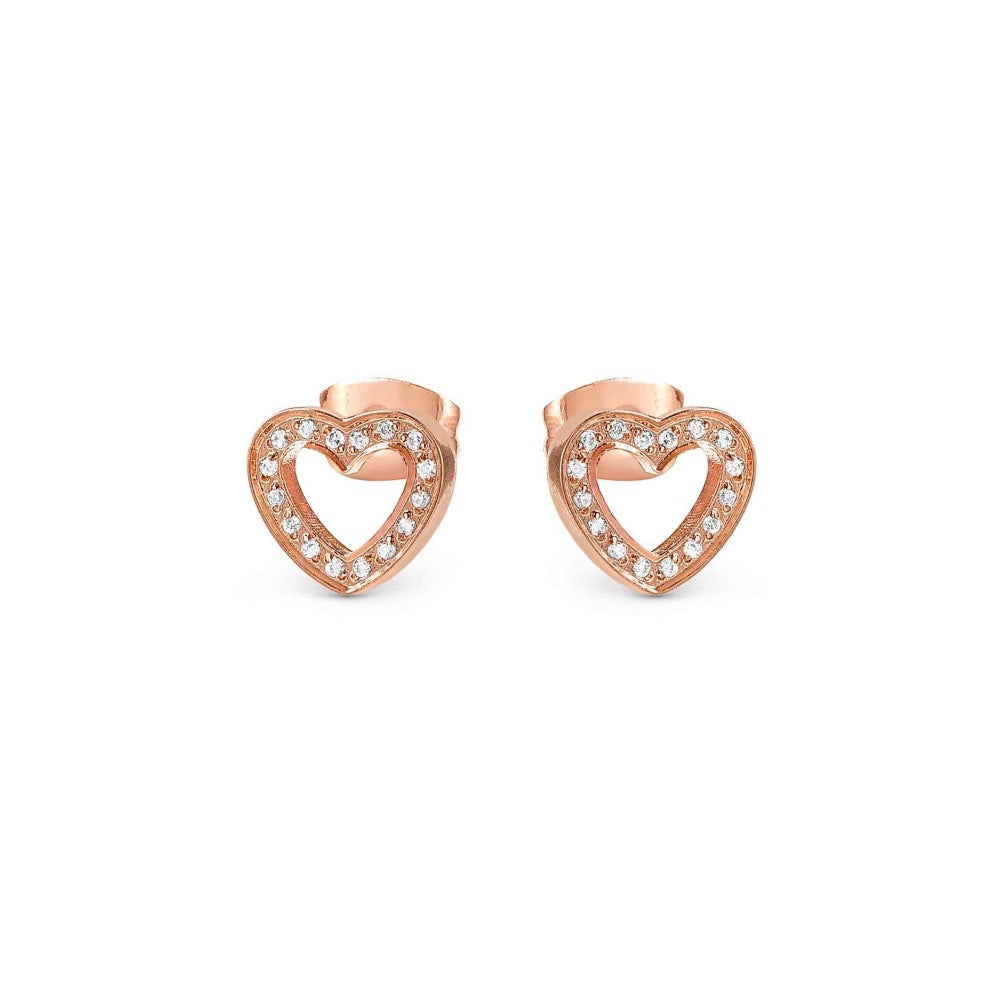 S/steel & R/Gold Cz Heart Earrings