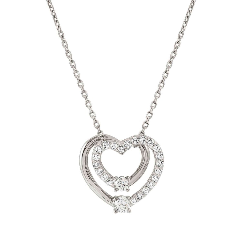 Sterling Silver Heart Cz Pendant