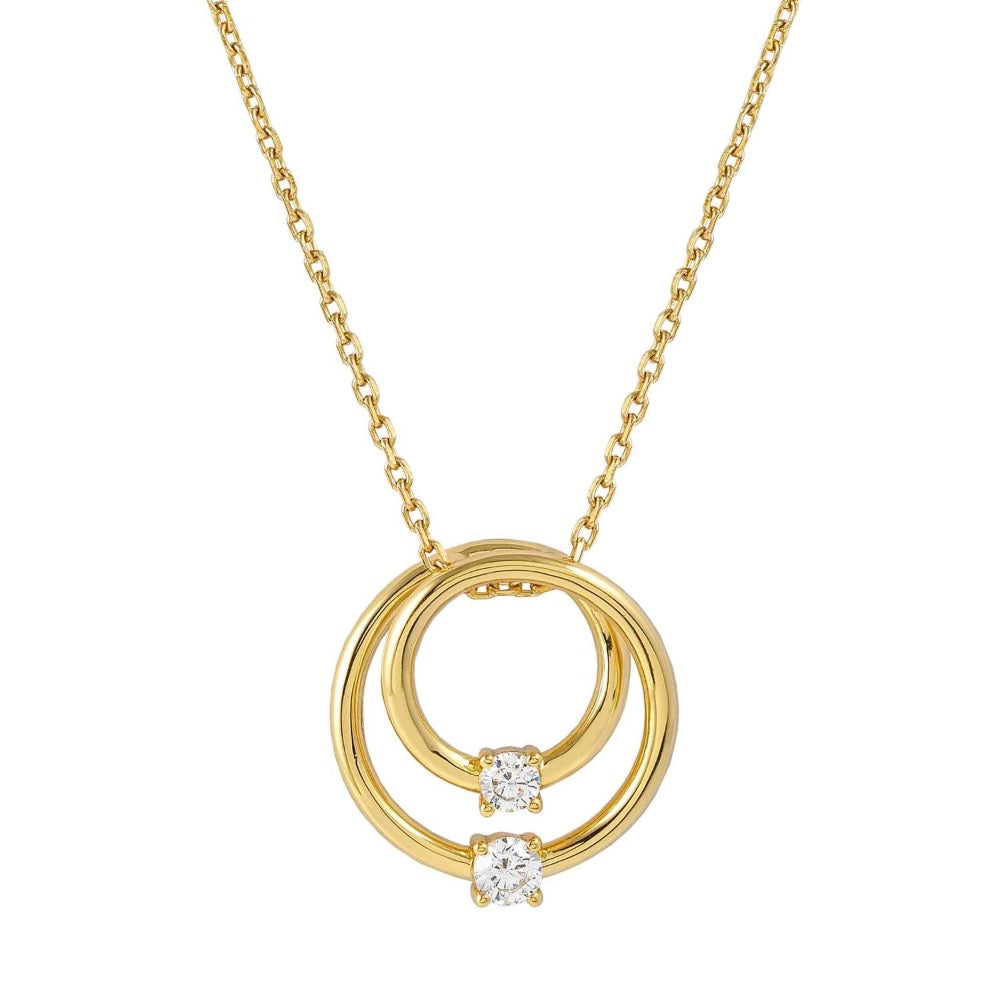 Sil & Gold Plated cz Circle Necklace