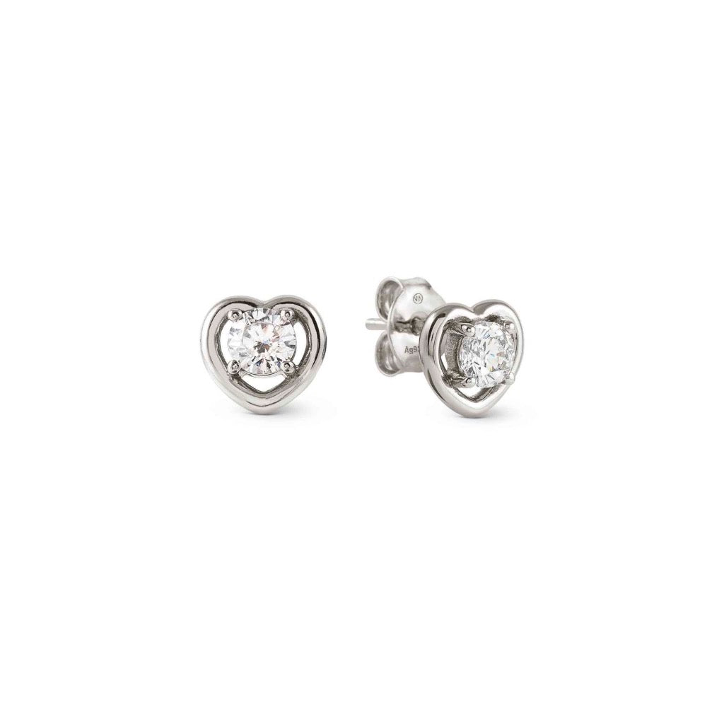 Sterling Silver Cz Heart Studs