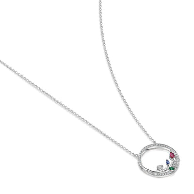 9ct White Gold Multi Stone Necklace lol