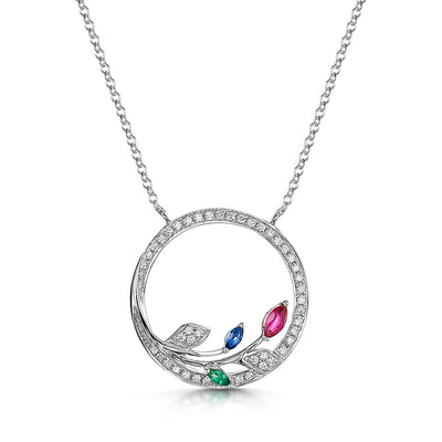 9ct White Gold Multi Stone Necklace lol