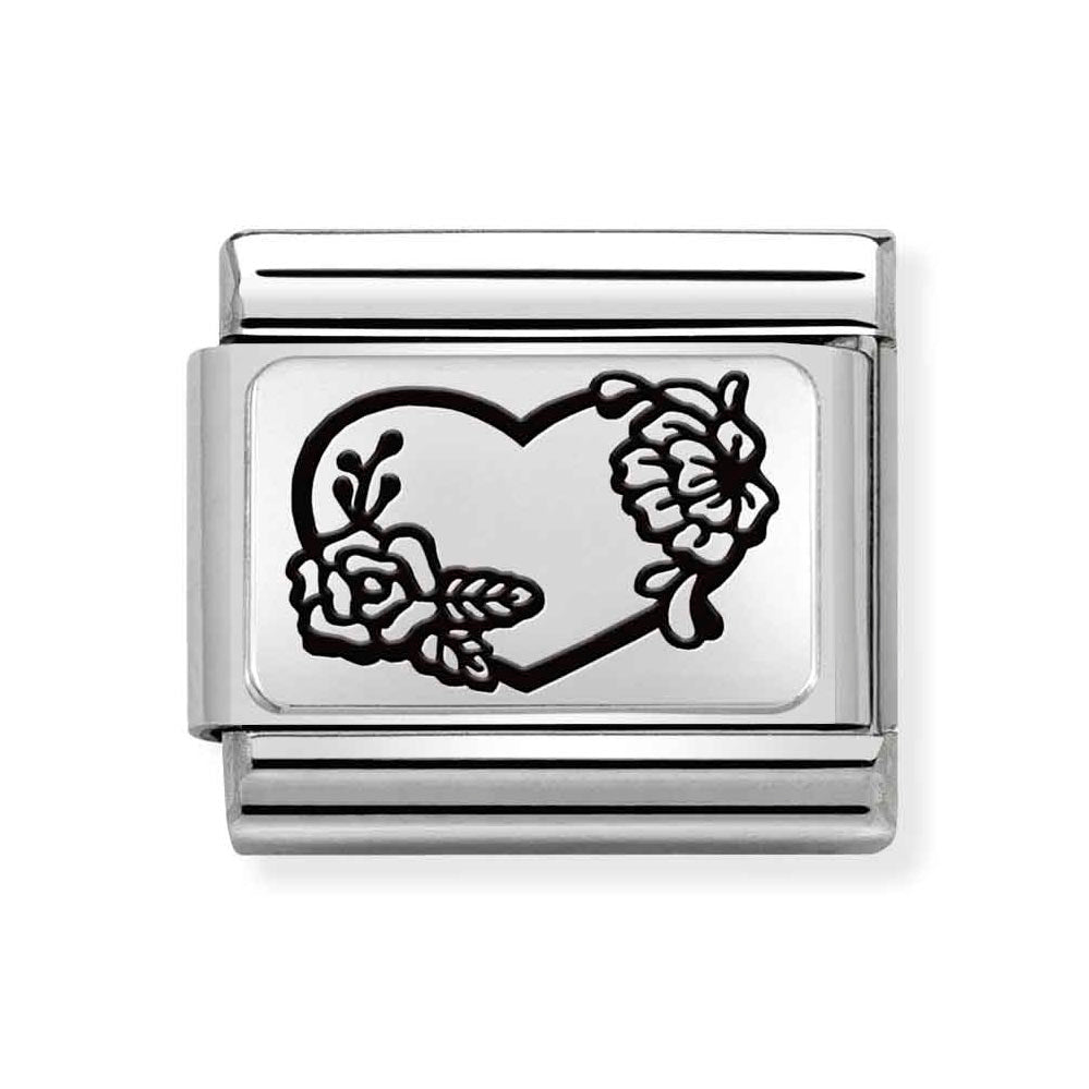 Silvershine Flower Heart Charm