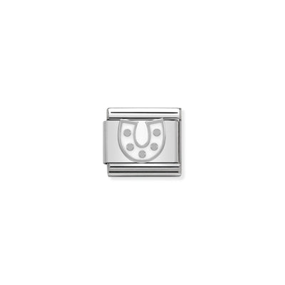 Silvershine White Enamel Horseshoe Charm
