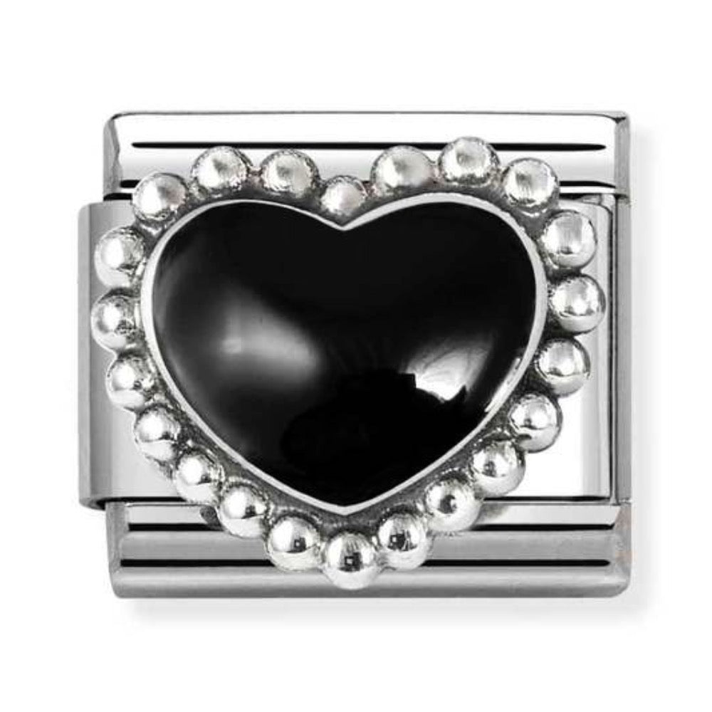 Silvershine Black Heart Charm