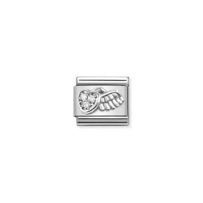 Silvershine CZ Heart & Wing Charm