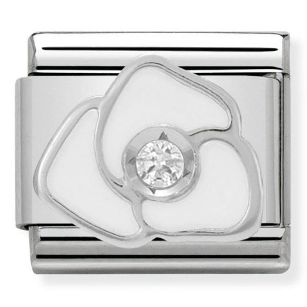 Silvershine CZ White Flower Charm