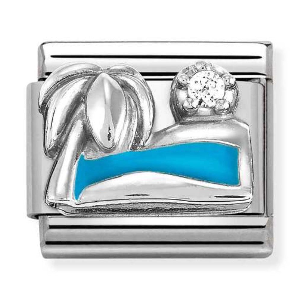 Silvershine CZ Palm Tree & Sea Charm