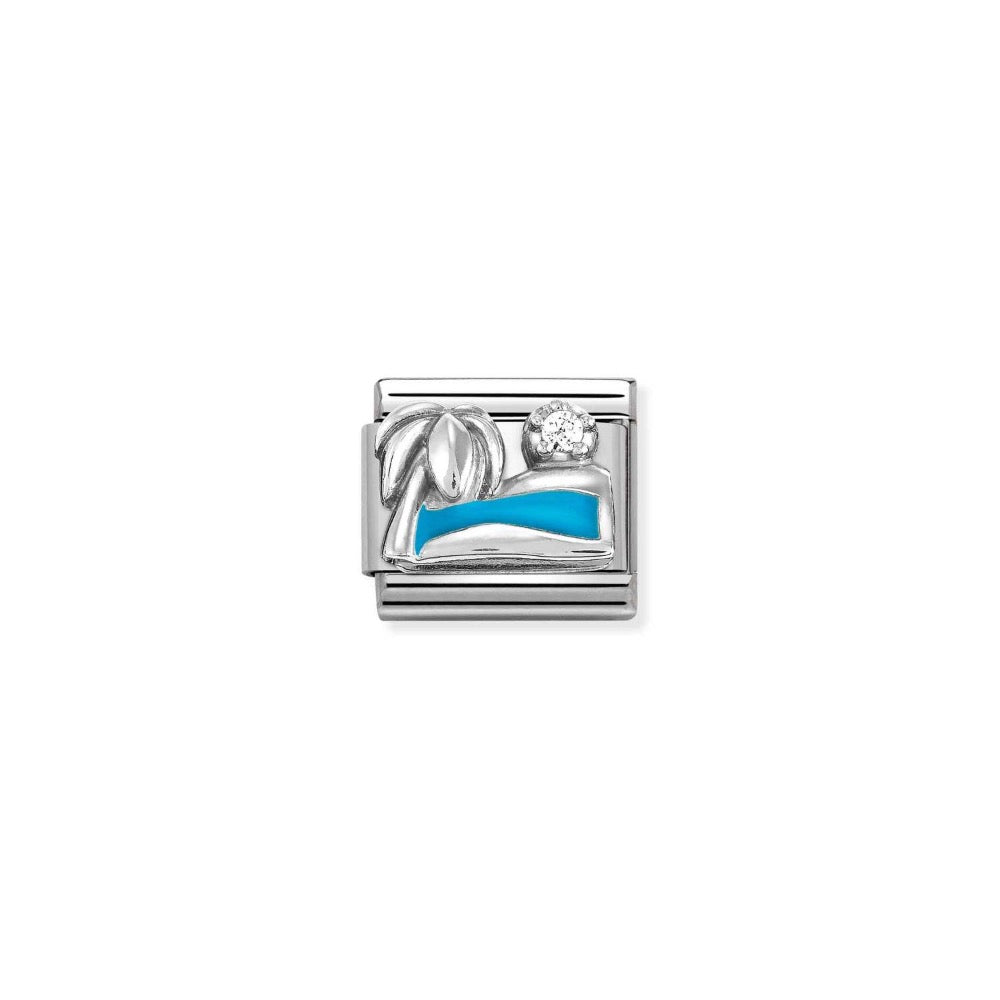 Silvershine CZ Palm Tree & Sea Charm