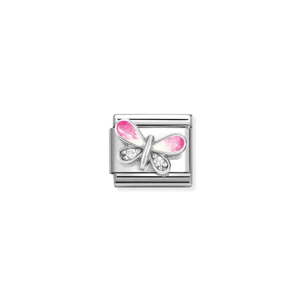 Silvershine CZ Pink Butterfly Charm