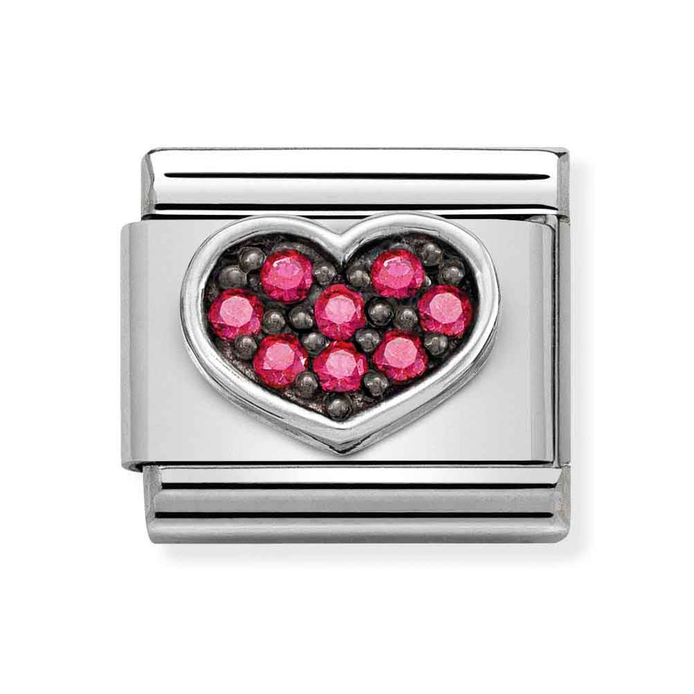 Silvershine Red CZ Heart Charm