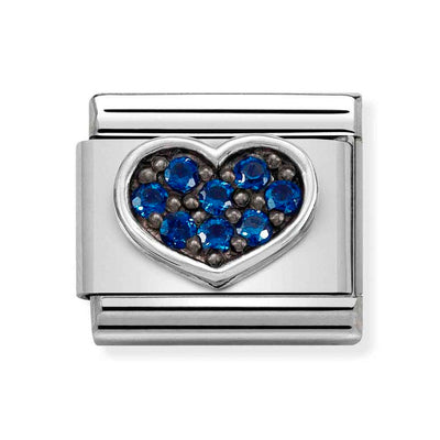 Silvershine Blue CZ Heart Charm
