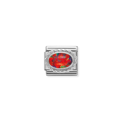 Silvershine Red Opal Oval Stone Charm