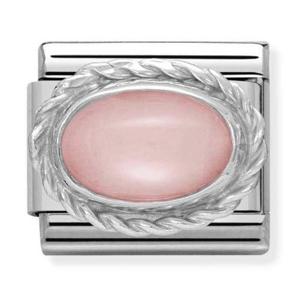Silvershine Pink Oval Stone Charm