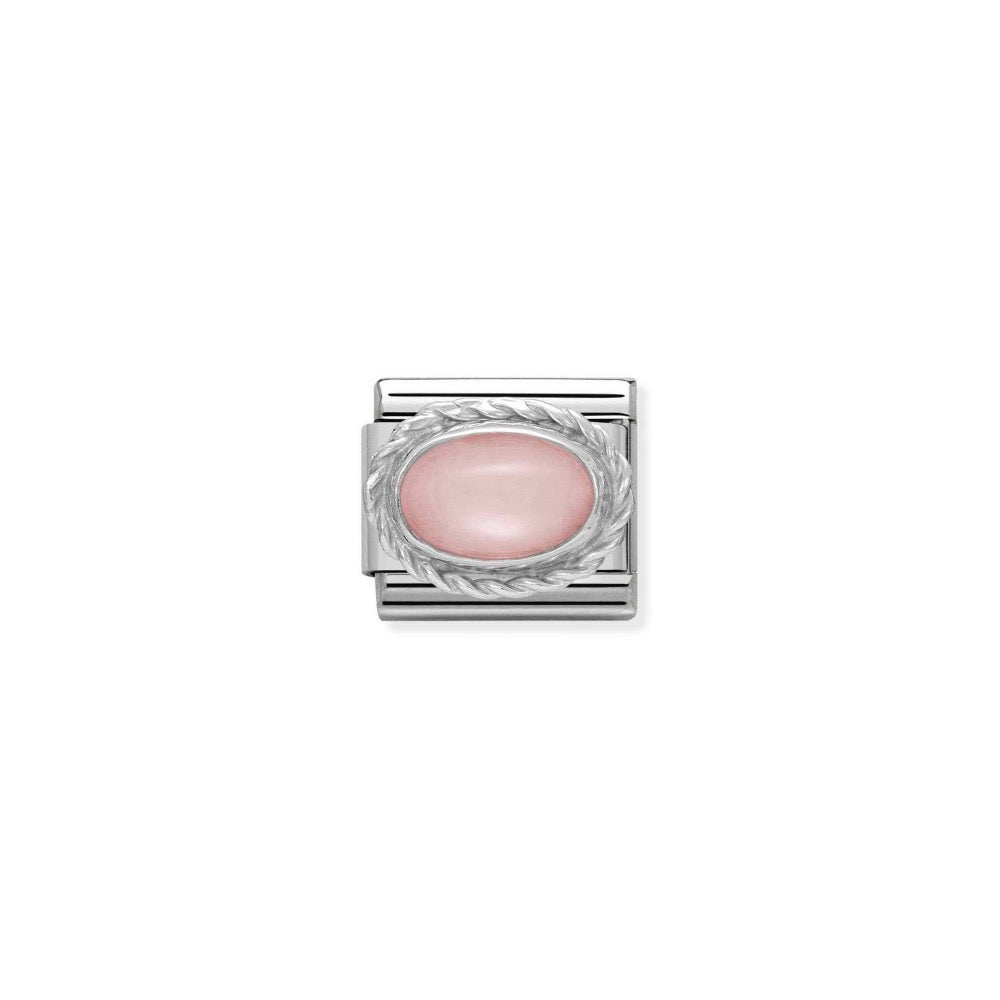 Silvershine Pink Oval Stone Charm