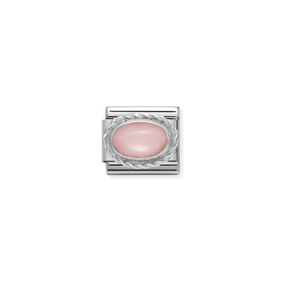 Silvershine Pink Oval Stone Charm