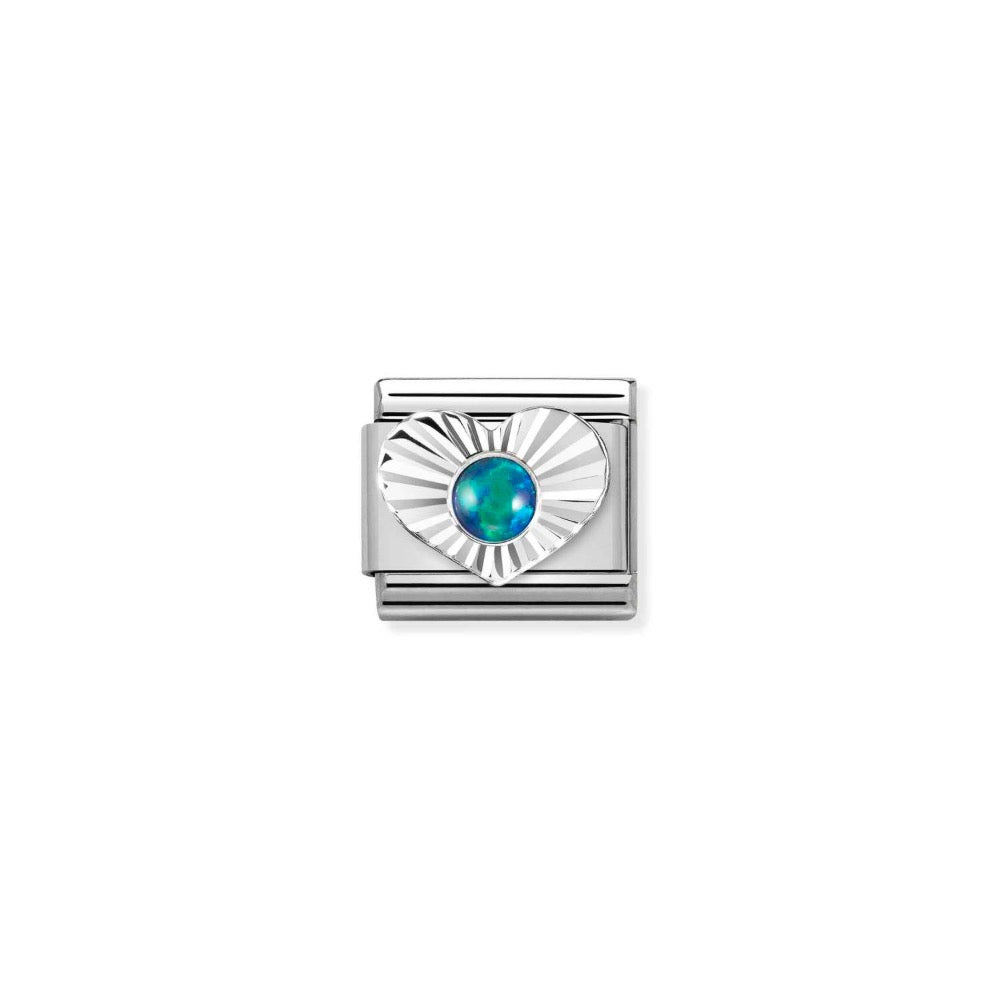 Silvershine Green Opal Heart Charm