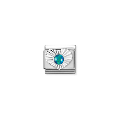 Silvershine Green Opal Heart Charm
