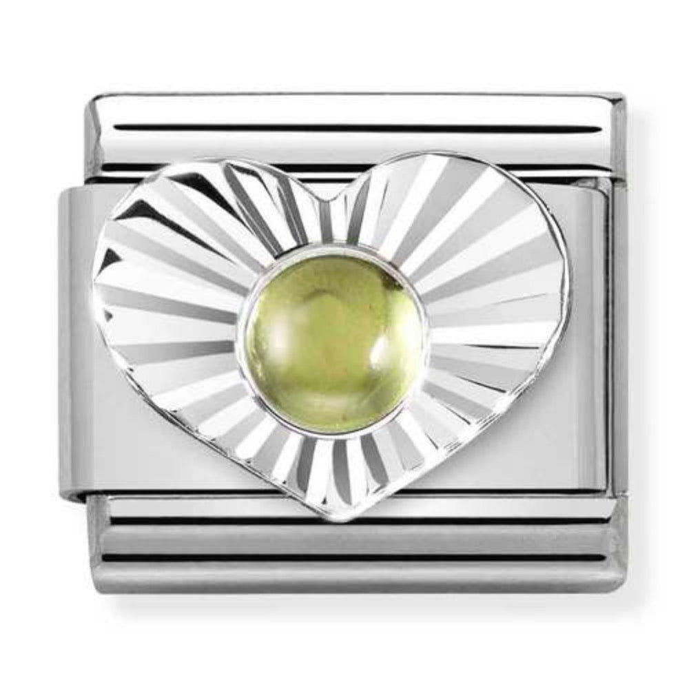 Silvershine Peridot Heart Charm