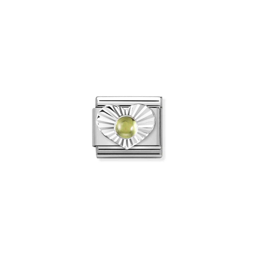 Silvershine Peridot Heart Charm