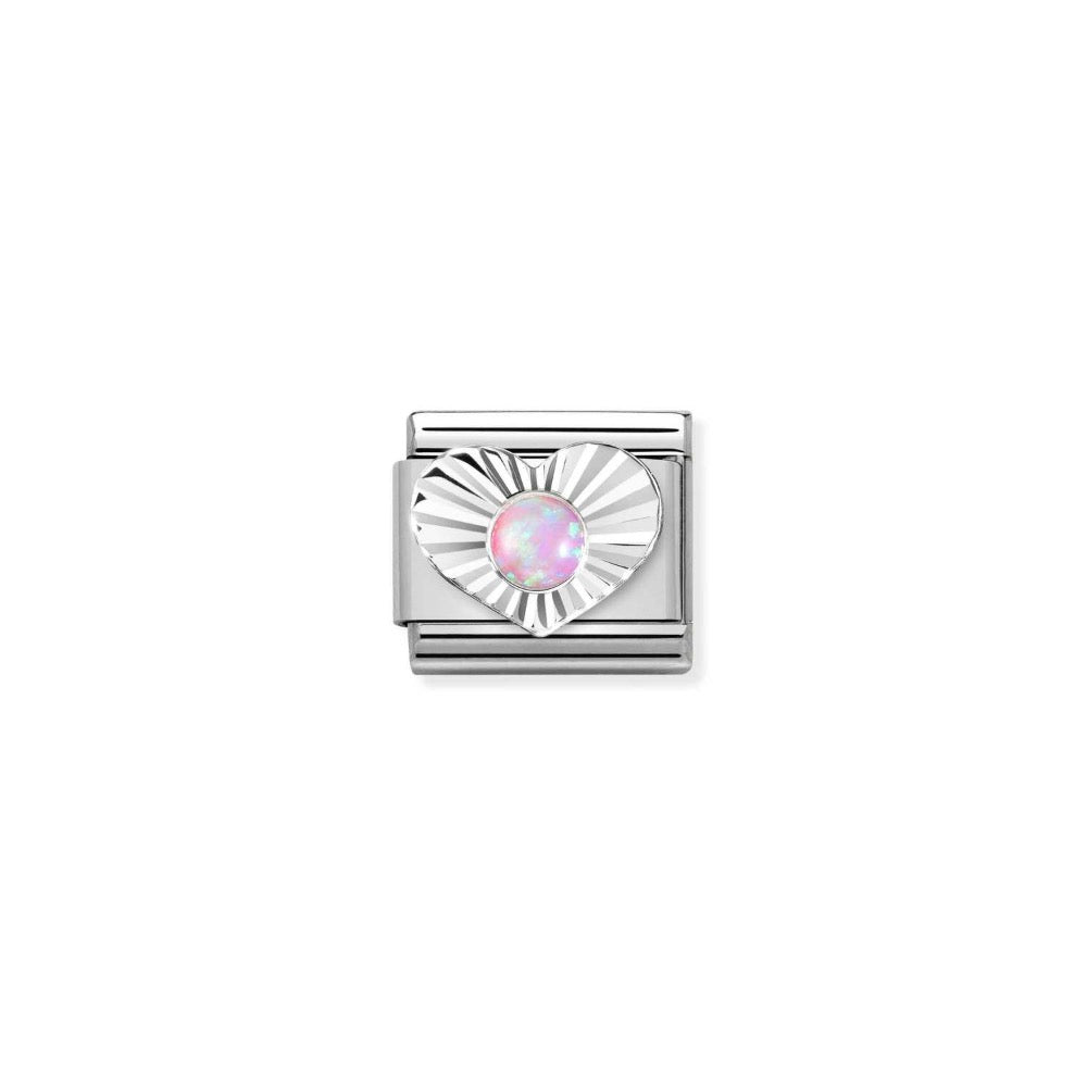 Silvershine Pink Opal Heart Charm
