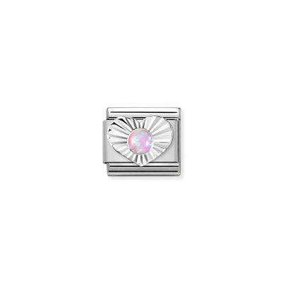 Silvershine Pink Opal Heart Charm