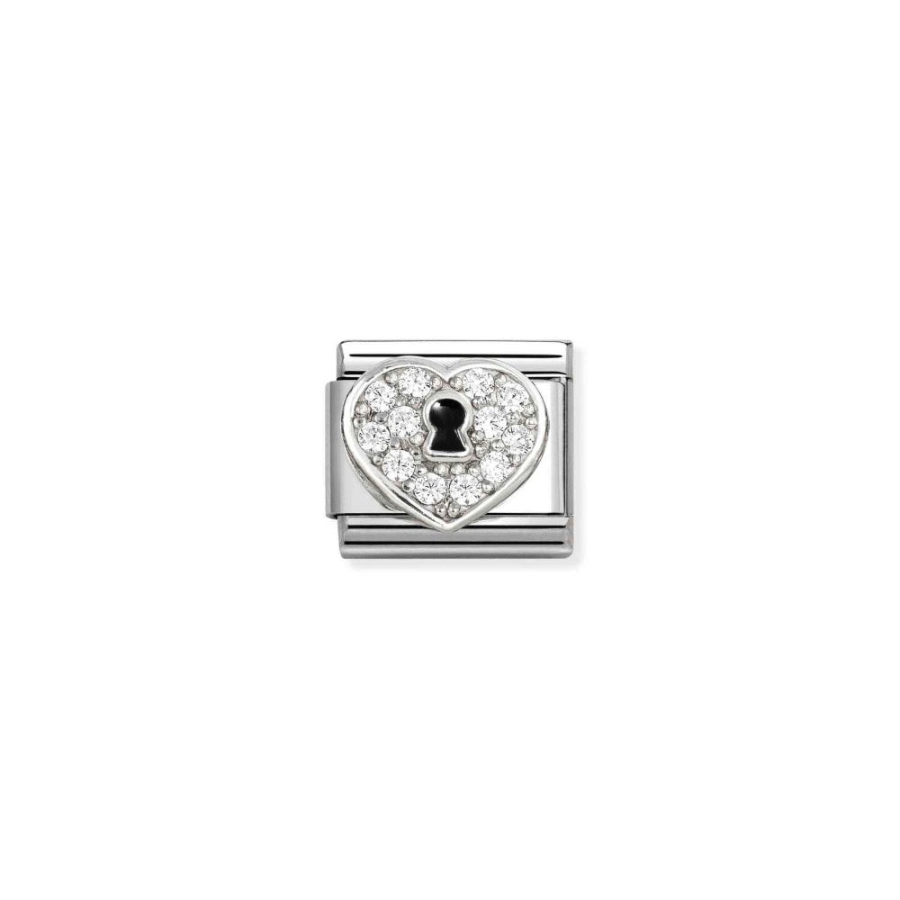 Silvershine CZ Key/Heart Charm