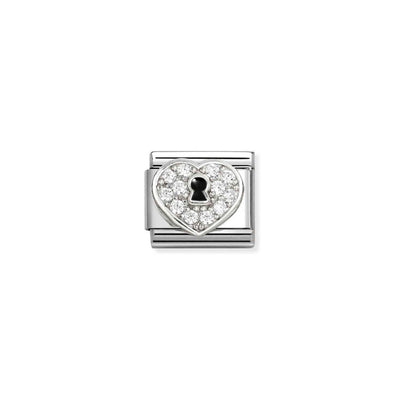 Silvershine CZ Key/Heart Charm